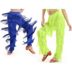 Fringe Dance Costume Pants - Girls Multi-color Tassel Belly Dancing Pants Cowgirl Style for Samba Salsa Ballroom Latin