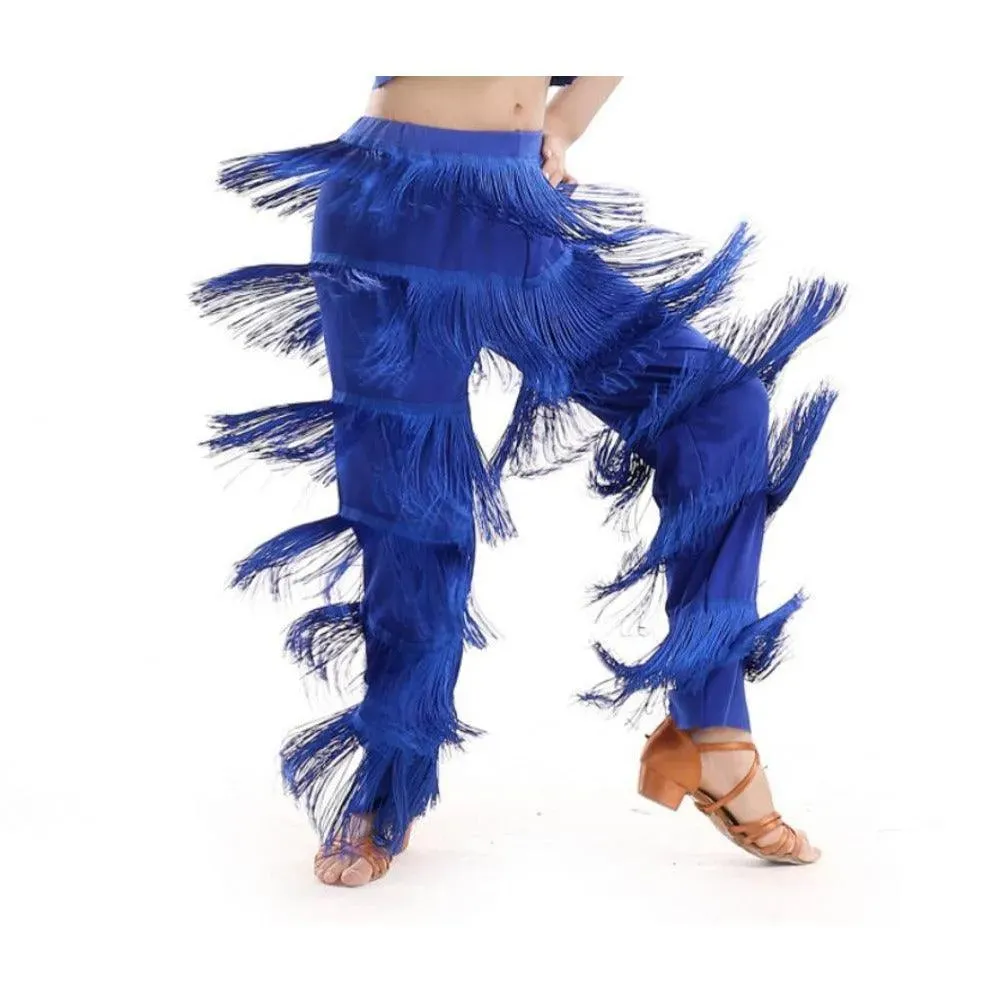 Fringe Dance Costume Pants - Girls Multi-color Tassel Belly Dancing Pants Cowgirl Style for Samba Salsa Ballroom Latin