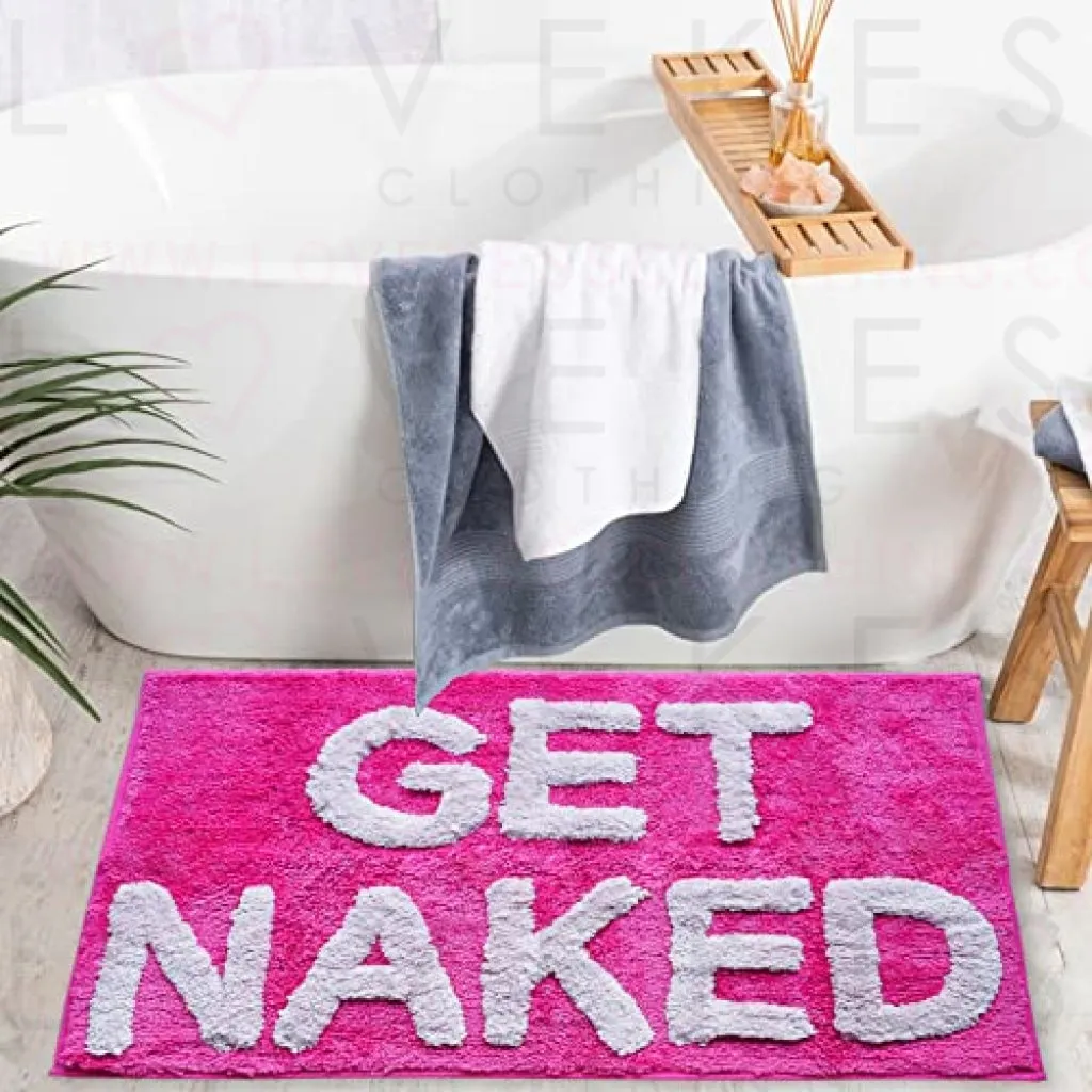 Get Naked Bath Mat Hot Pink Funny Cute Bathroom Rugs Magenta Peach Dark Pink Rug Shower Funny Bathroom Decor for Girls Women Fun Cute Bath Mat Non-Slip Washable Bath Mat College Apartment Decor