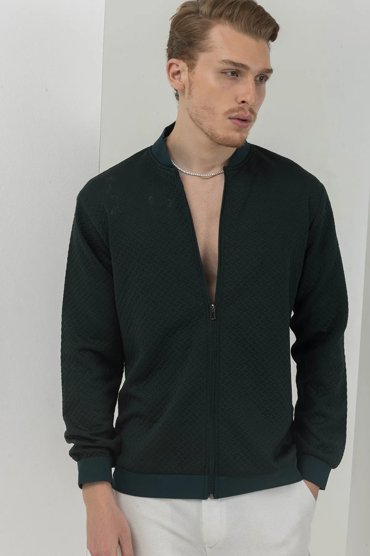 Green  plaid bomber jacket