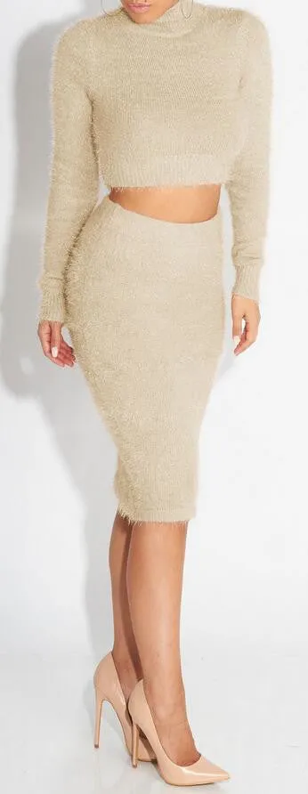 Hot Style Fashion Mohair Sweater Skirt Set