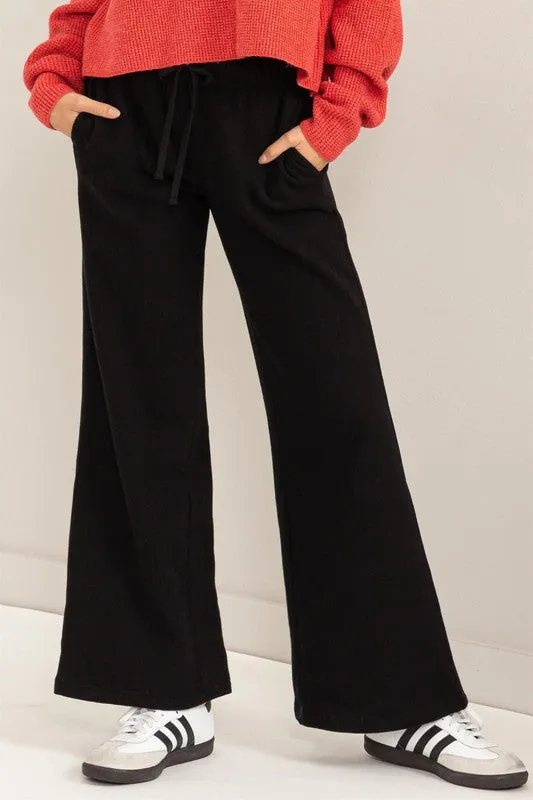 HYFVE The Feelin Cute Mid-Rise Drawstring Wide Leg Pants