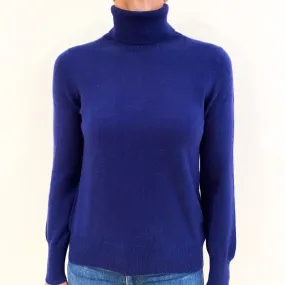 Indigo Blue Cashmere Polo Neck Jumper Small