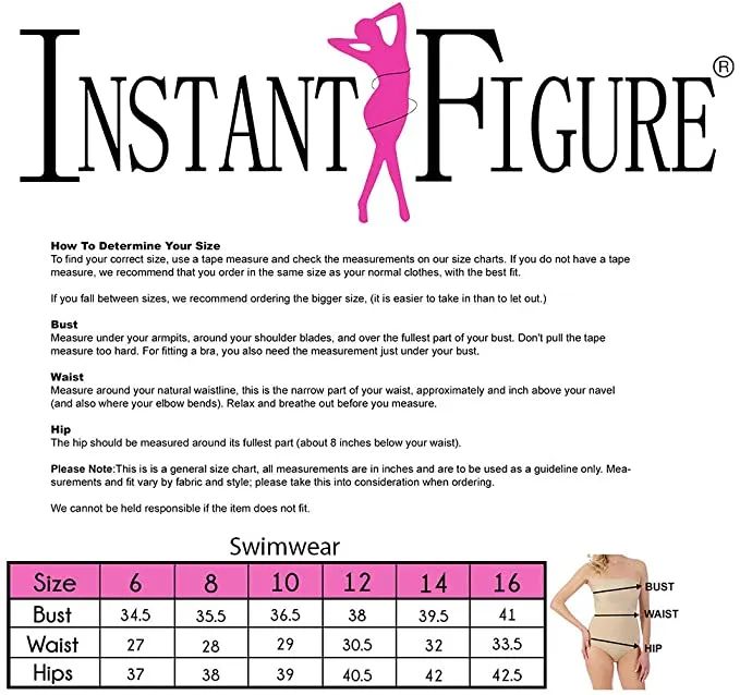 InstantFigure Women's Compression Shapewear Contrast Trim Tummy Control Padded One Piece  Color Black Size 8