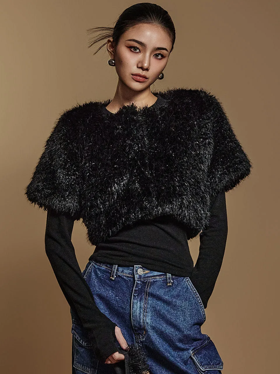 J2509 Fur Cropped Jacket