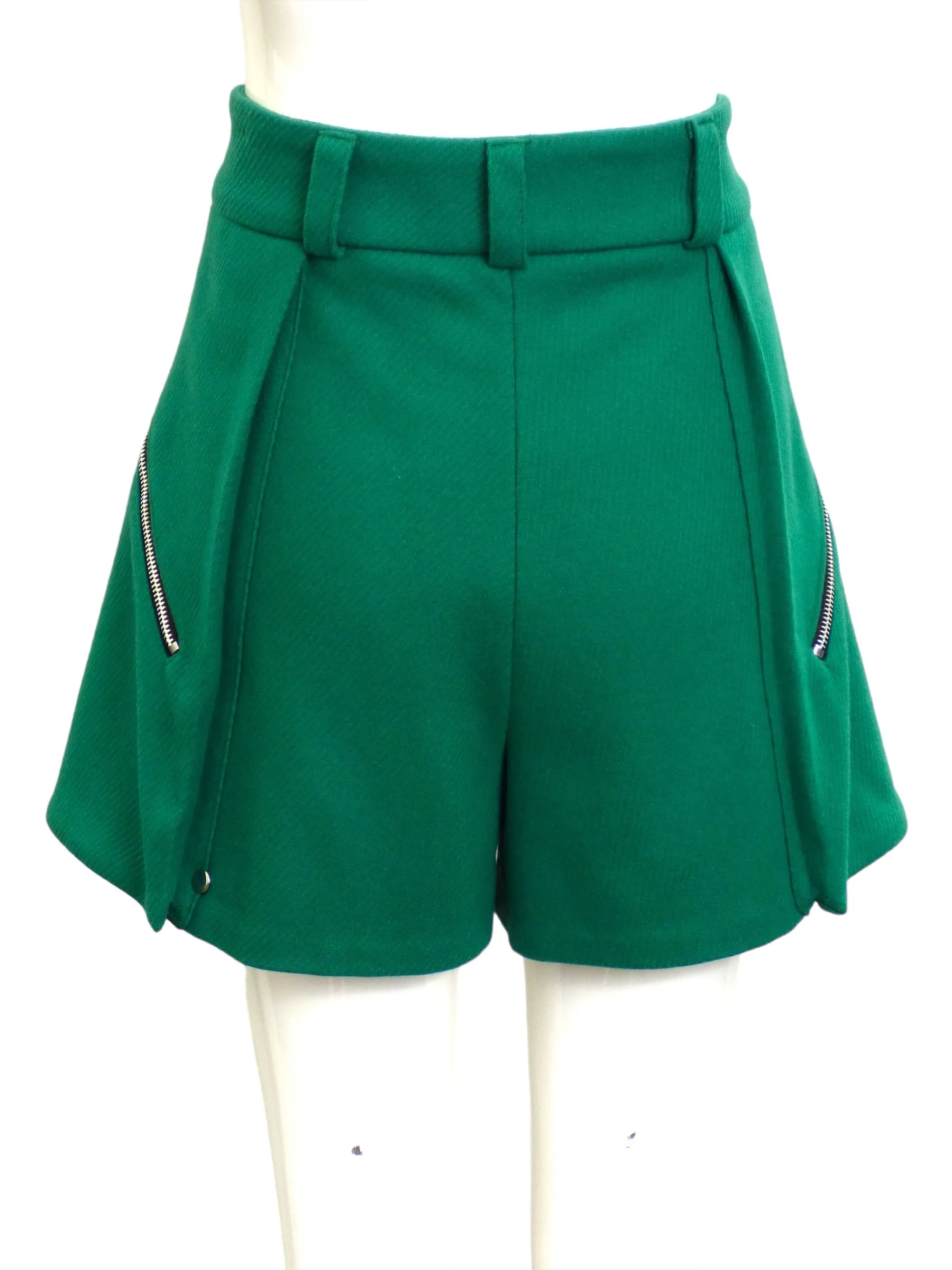 JC de CASTELBAJAC- NWT Green Wool Shorts, Size 8