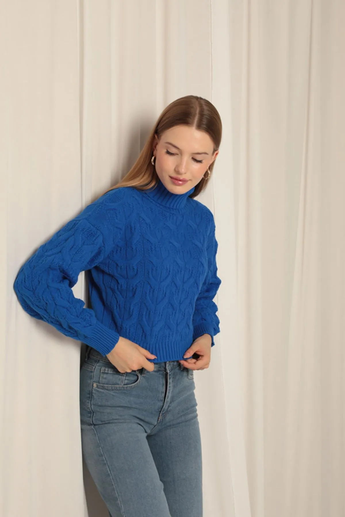 KKT Knitwear Fabric Knit Detailed Women's Sweater - Newark