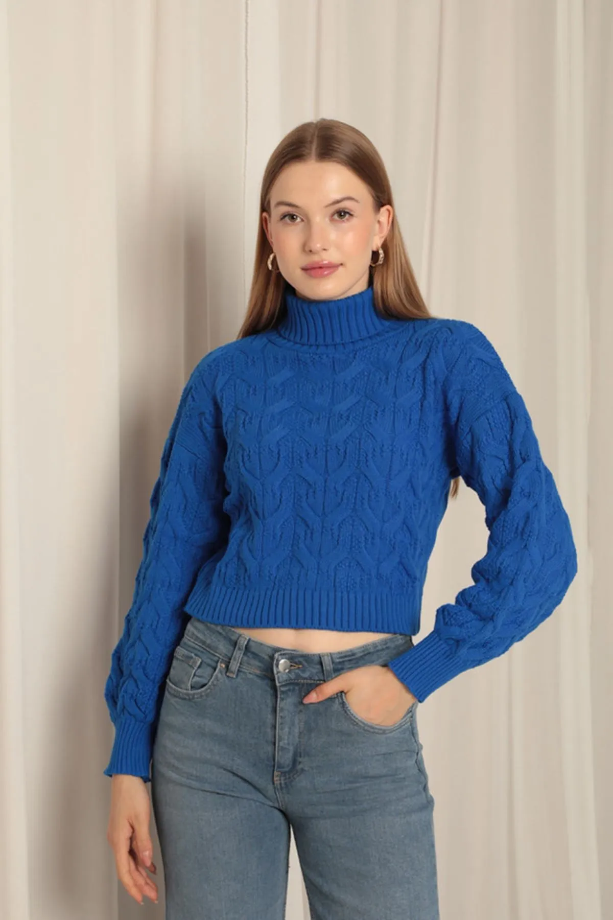 KKT Knitwear Fabric Knit Detailed Women's Sweater - Newark
