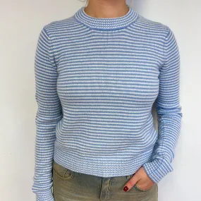 La Ligne Blue Stripe Cashmere Crew Neck Jumper Small