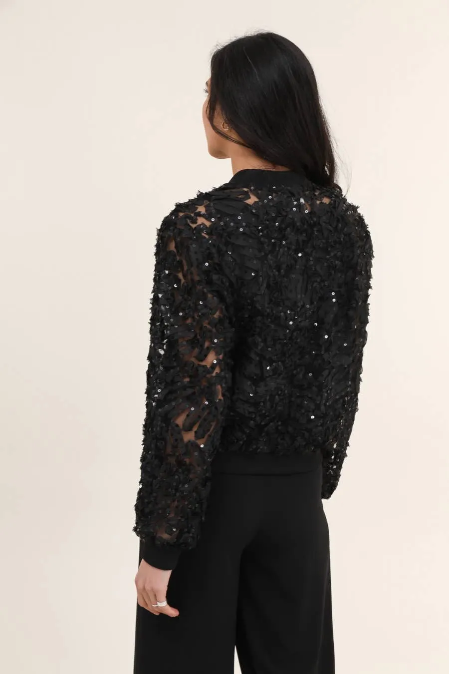 Lace Bomber Jacket, White or Black at Bourbon Cowgirl
