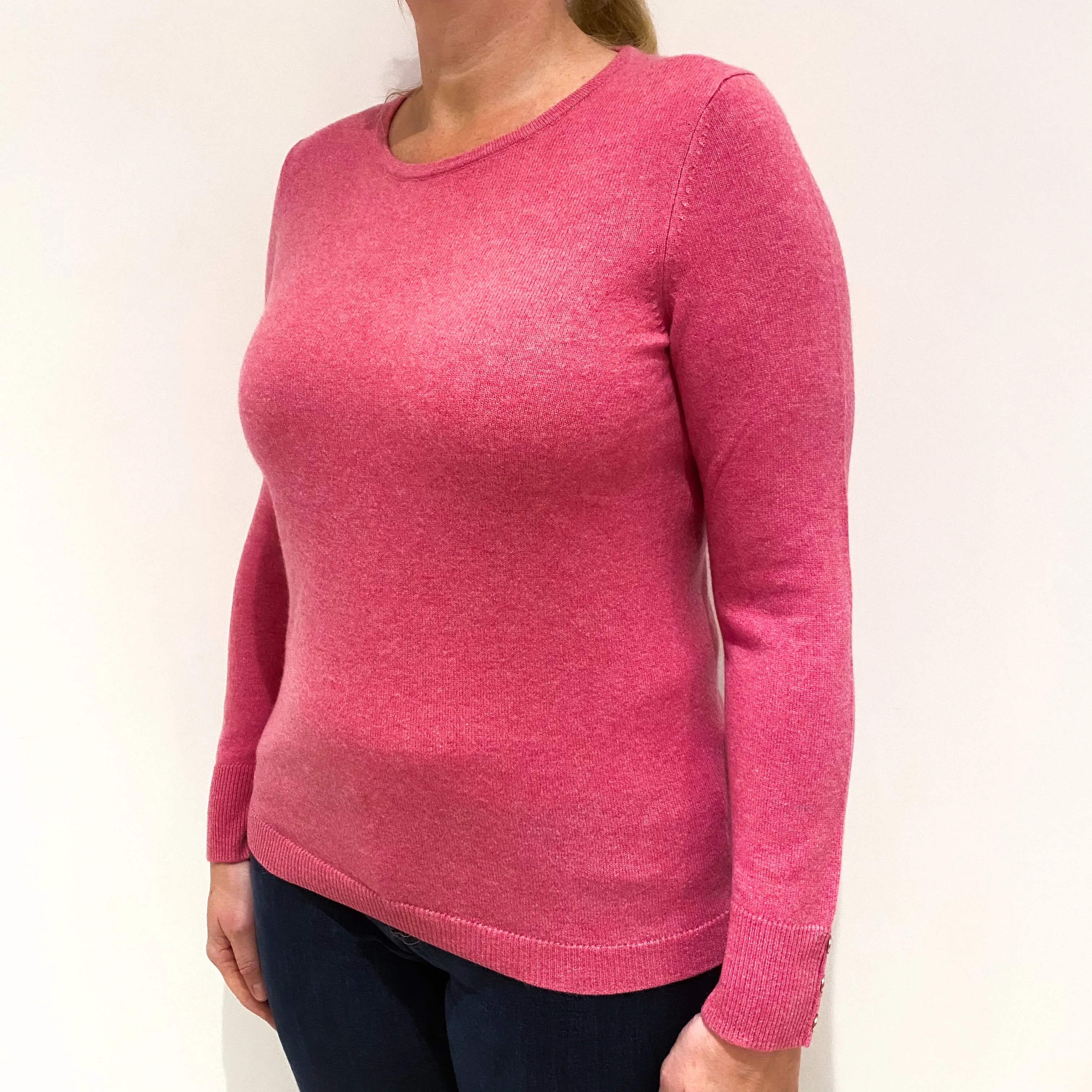 Lupin Pink Cashmere Crew Neck Jumper Large