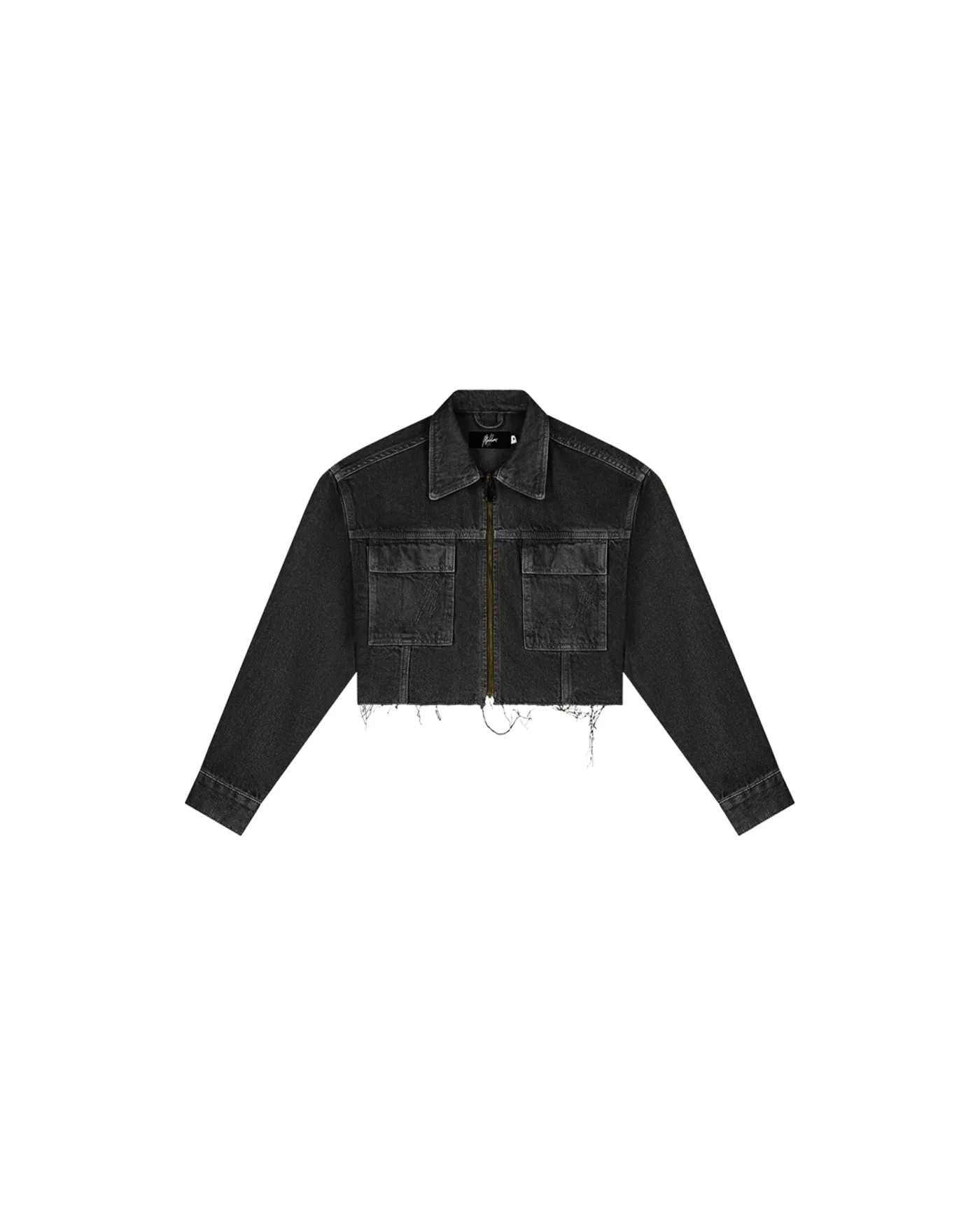 Malelions Women Cropped Cargo Jacket | Black