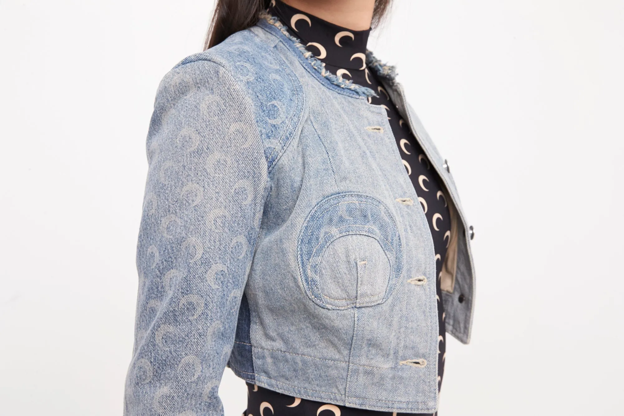 Marine Serre Regenerated Denim Cropped Jacket