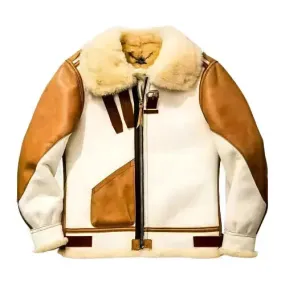 Men's RAF B3 Bomber Aviator Jacket - Brown Leather Flight Coat