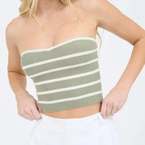 NEED IT GREEN STRIPED TUBE TOP