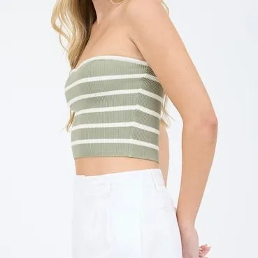 NEED IT GREEN STRIPED TUBE TOP