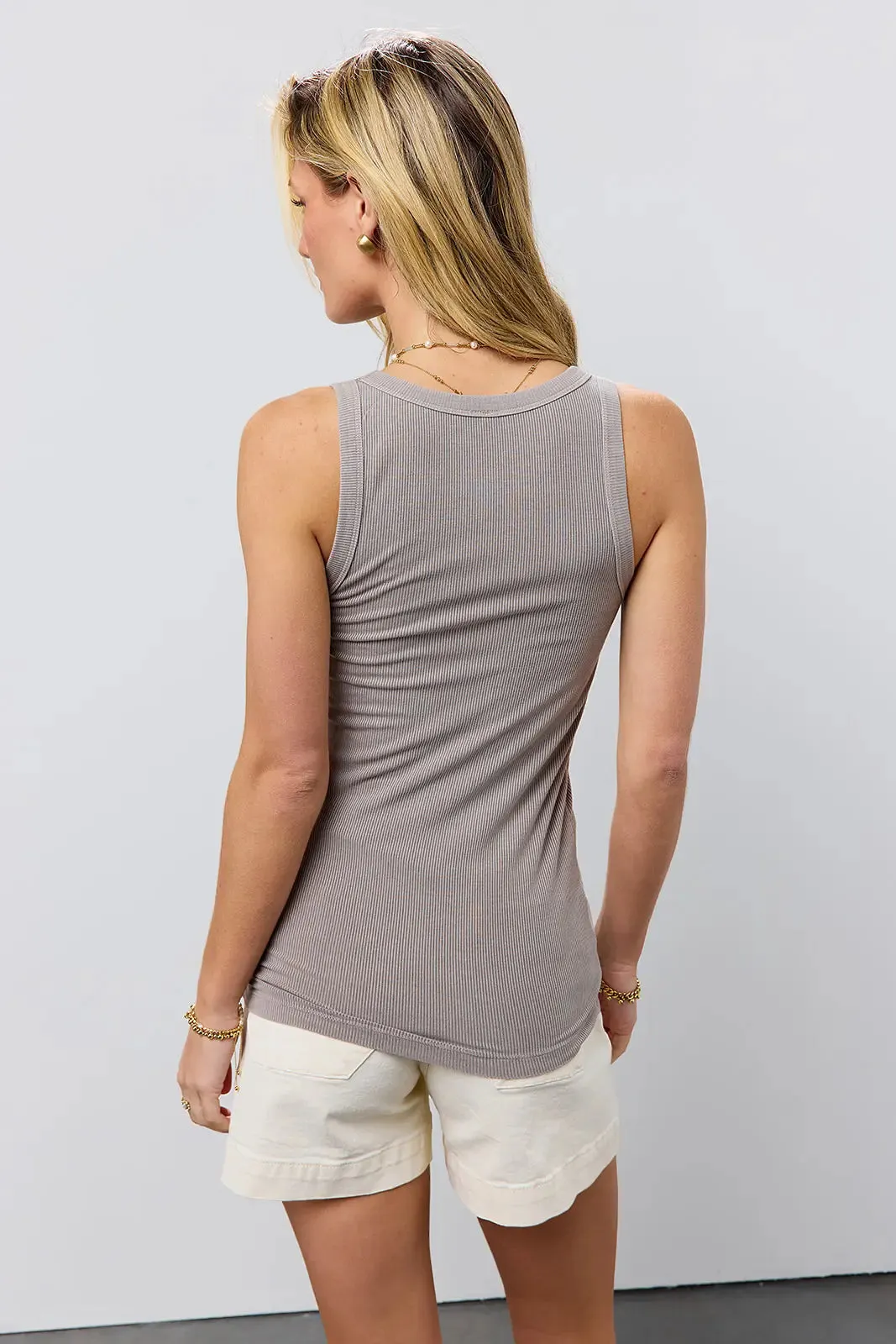Olivia Ribbed Tank in Grey - FINAL SALE