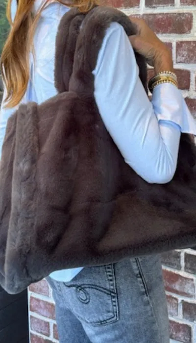 Rino & Pelle Daan Graphite Faux Fur Big Shopper