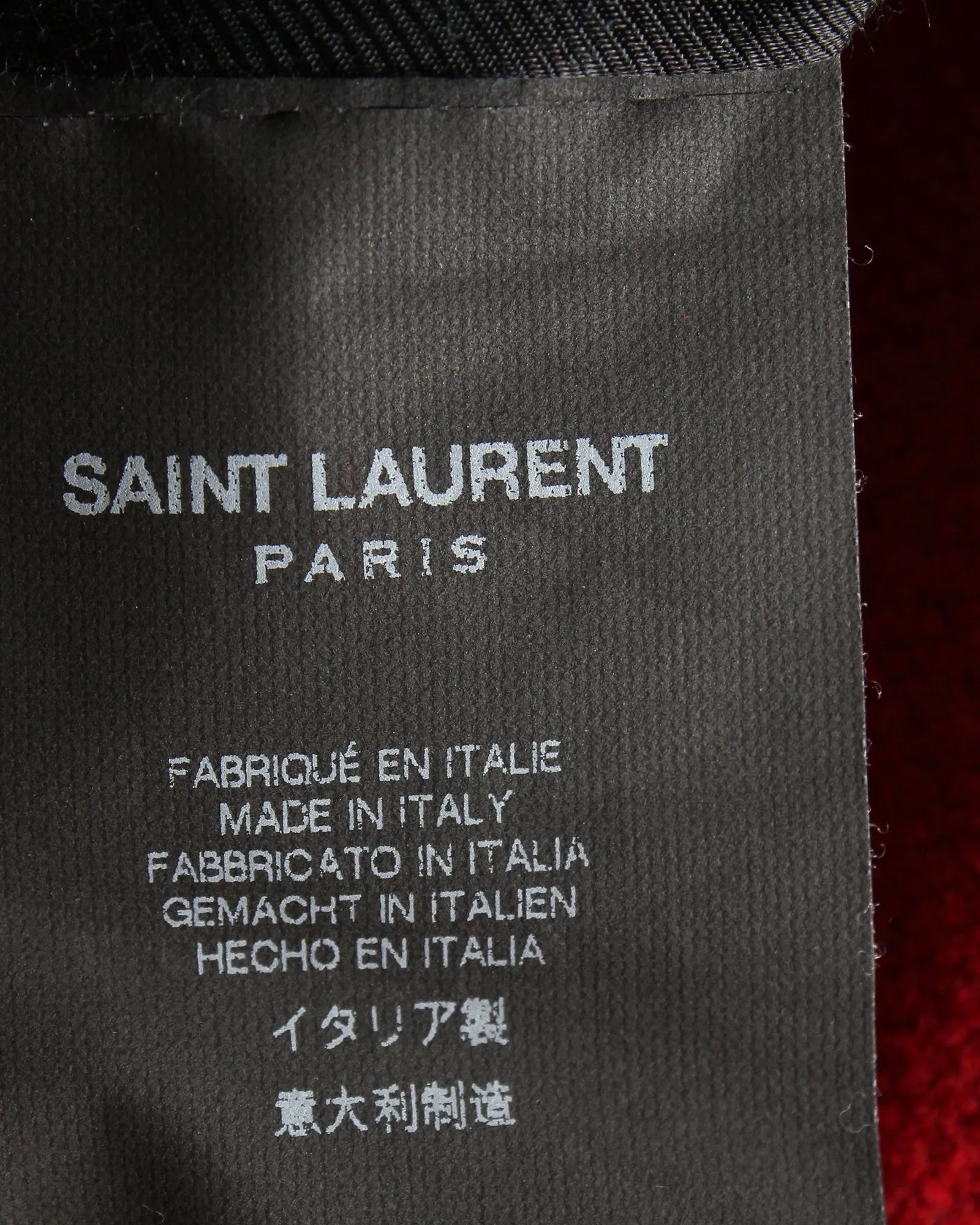 Saint Laurent Leopard-Trimmed Teddy Bomber Jacket in Red Lana Vergine