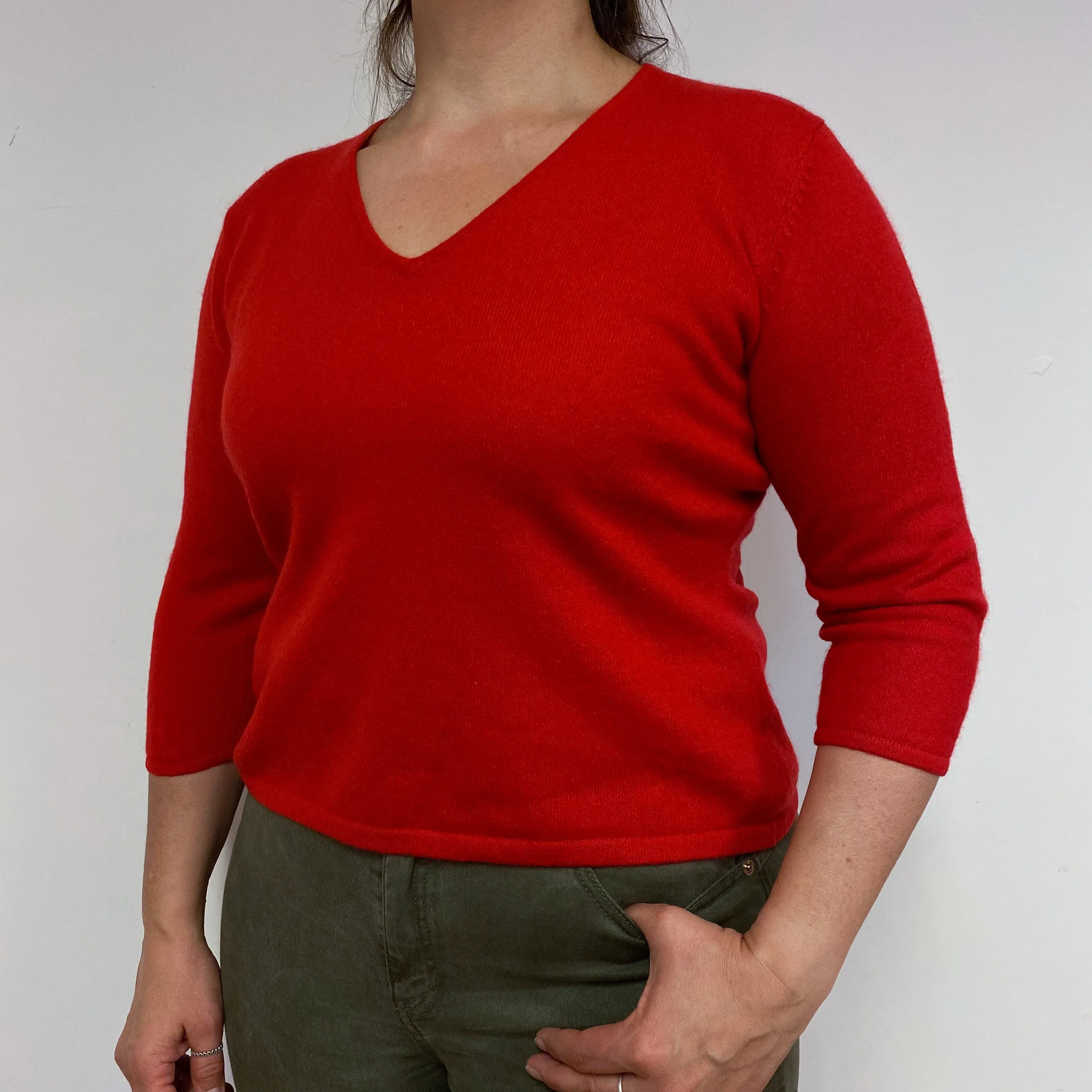 Scarlett Red V Neck Jumper Large