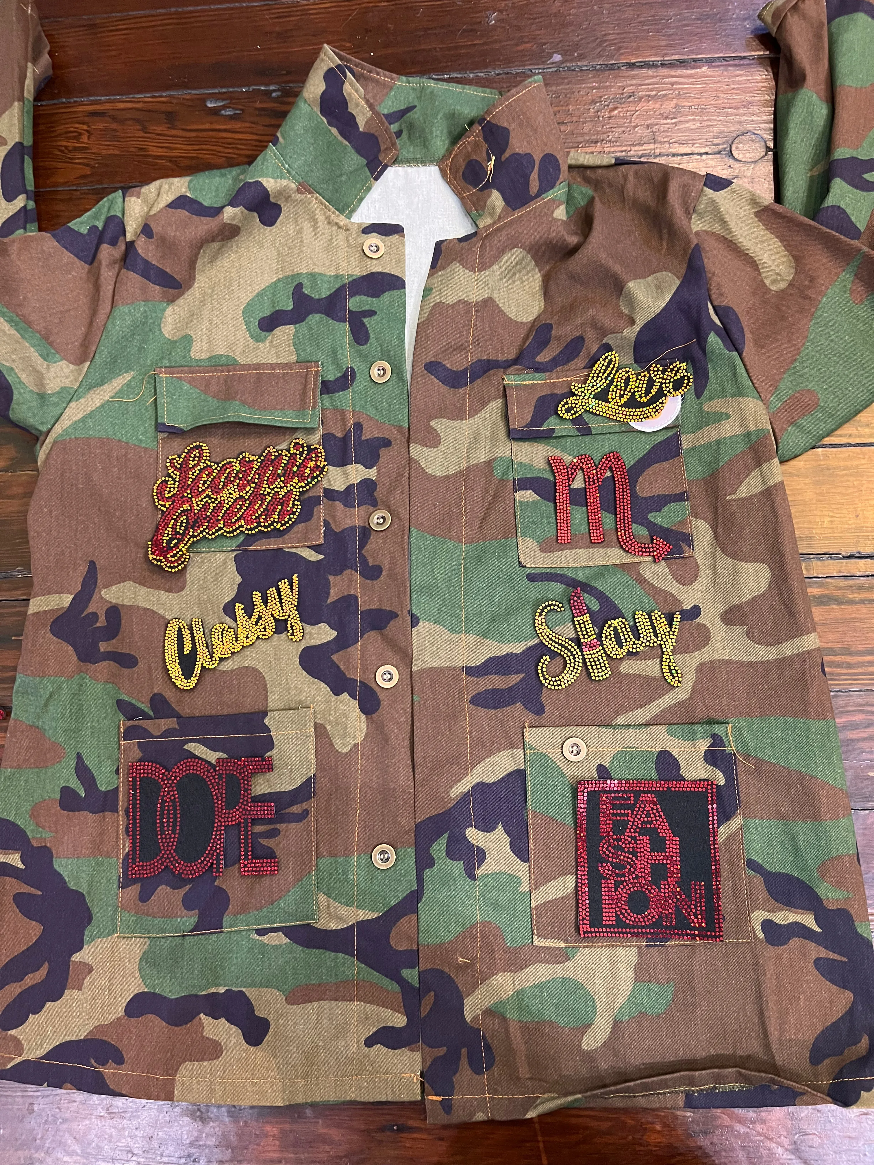 SCORPIO Fist  CAMOUFLAGE BLING Patchwork JACKET