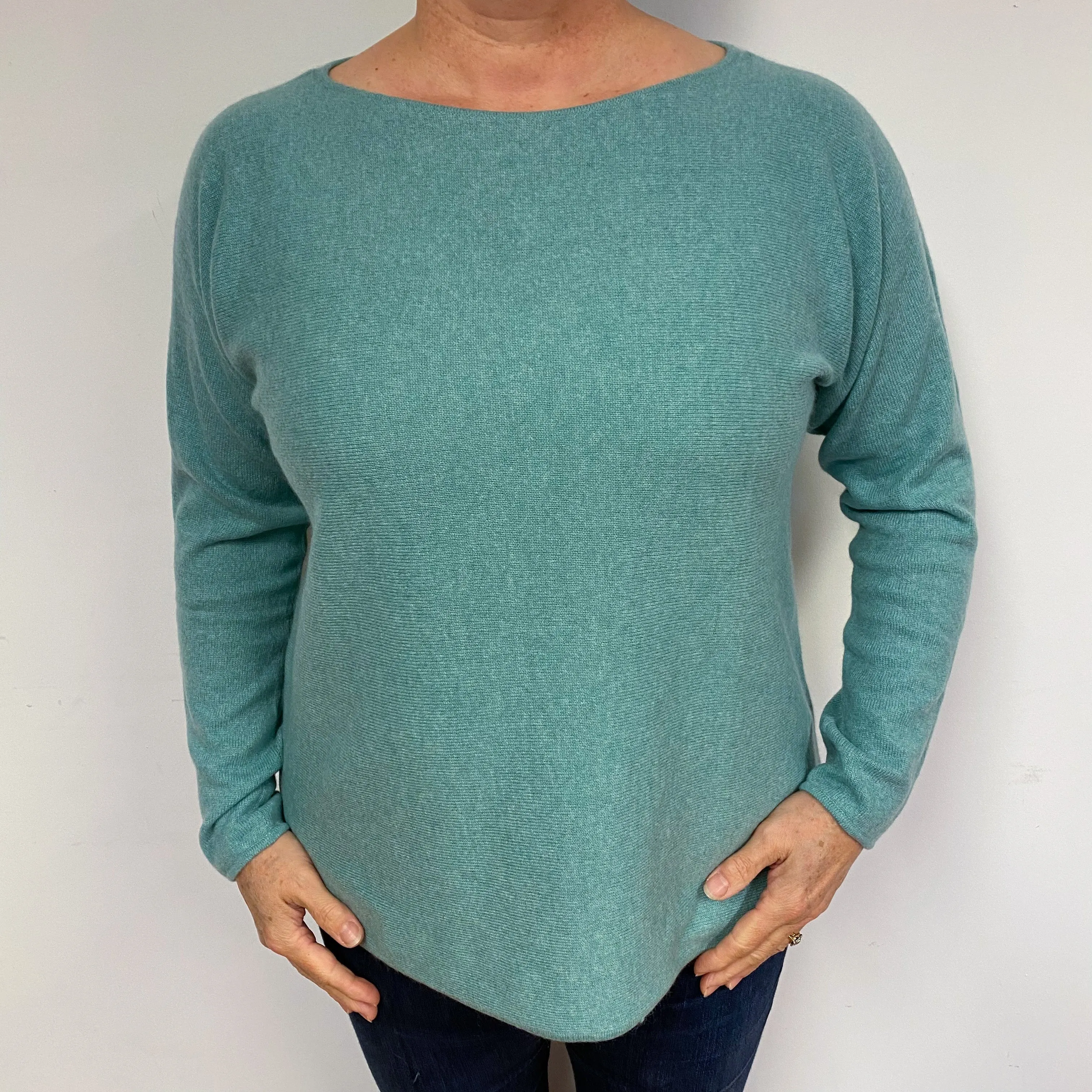 Sea Green Cashmere Crew Neck Jumper Large