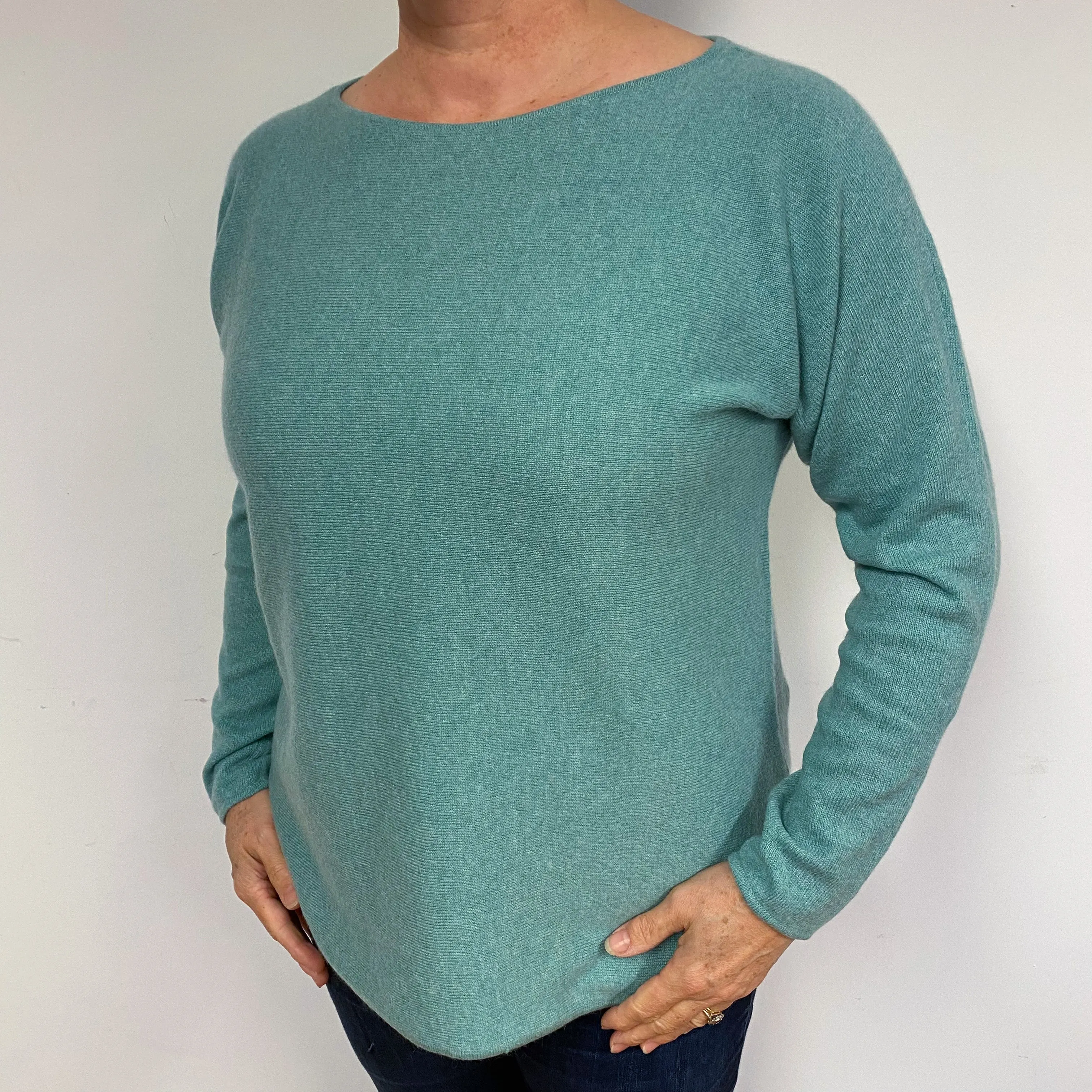Sea Green Cashmere Crew Neck Jumper Large
