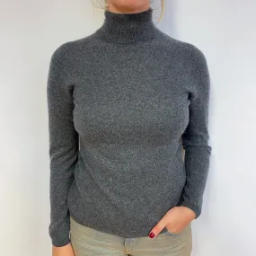 Slate Grey Cashmere Polo Neck Jumper Small
