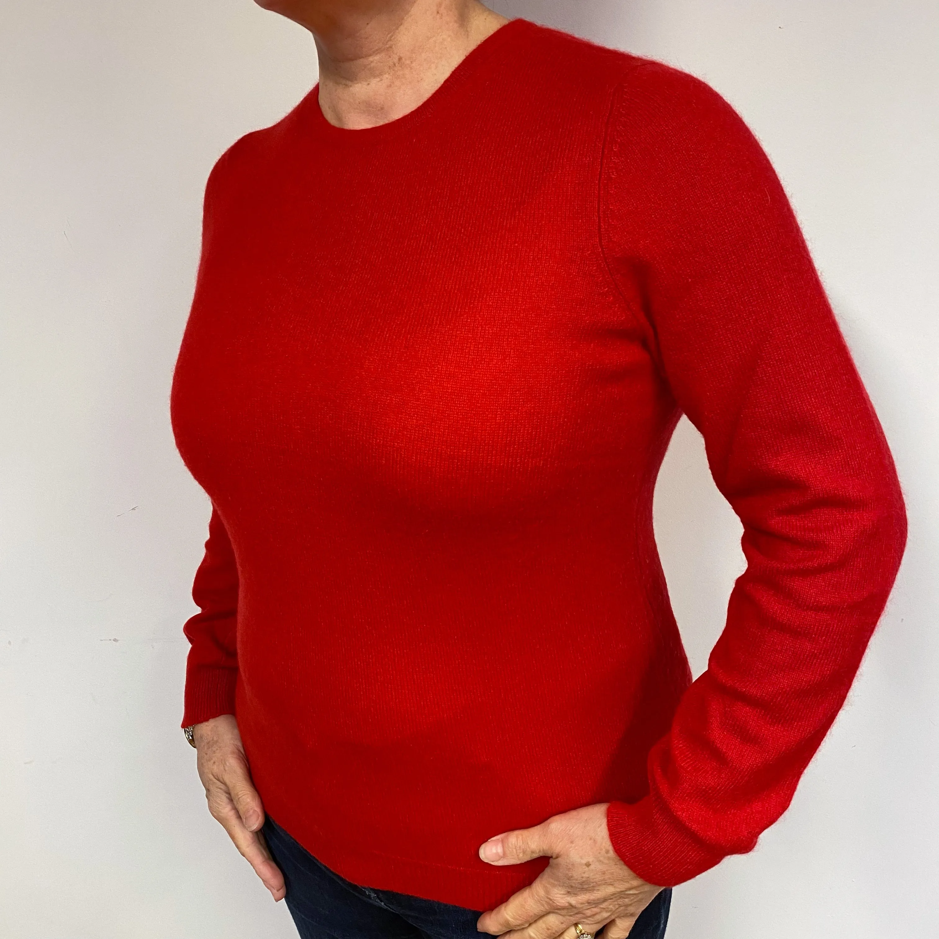 Spanish Red Cashmere Crew Neck Jumper Large