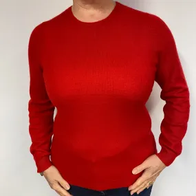Spanish Red Cashmere Crew Neck Jumper Large