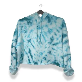 Teal Tie Dye Cropped Hoodie