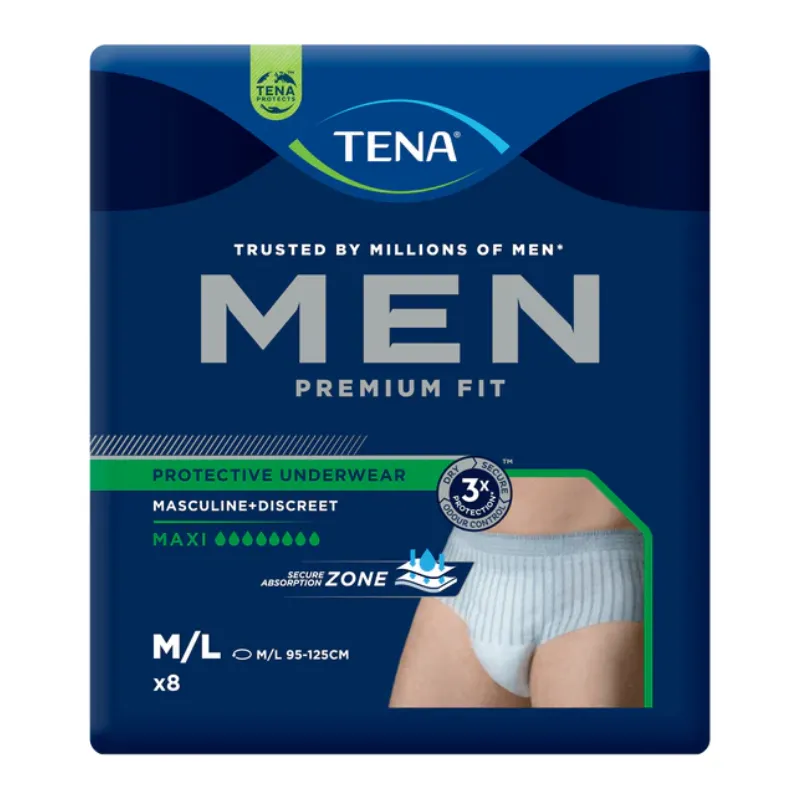 Tena Men Protective Underwear Level 4, 8 Drops Maxi M-L 8 Pack
