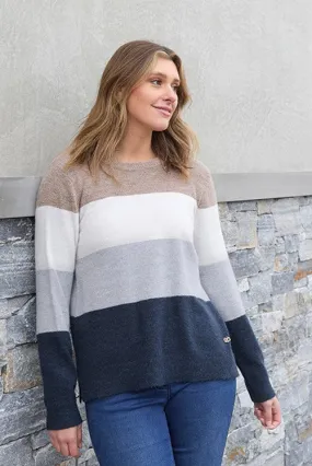 Thomas Cook Ladies Maya Jumper - Taupe/Navy/Grey