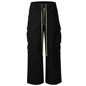 Ultra Wide Black Canvas Cargo Pants