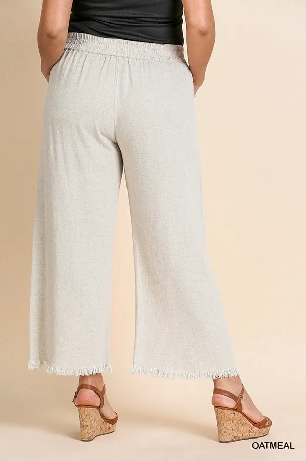 Wide Leg Linen Pant in Oatmeal
