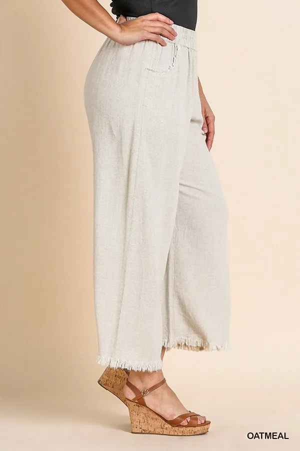 Wide Leg Linen Pant in Oatmeal