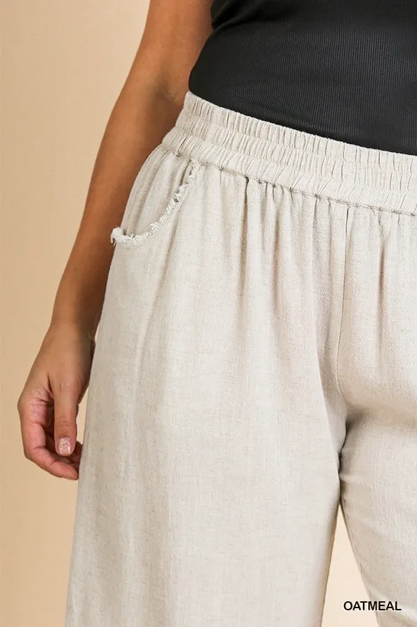 Wide Leg Linen Pant in Oatmeal