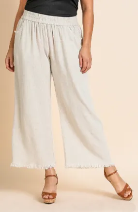 Wide Leg Linen Pant in Oatmeal