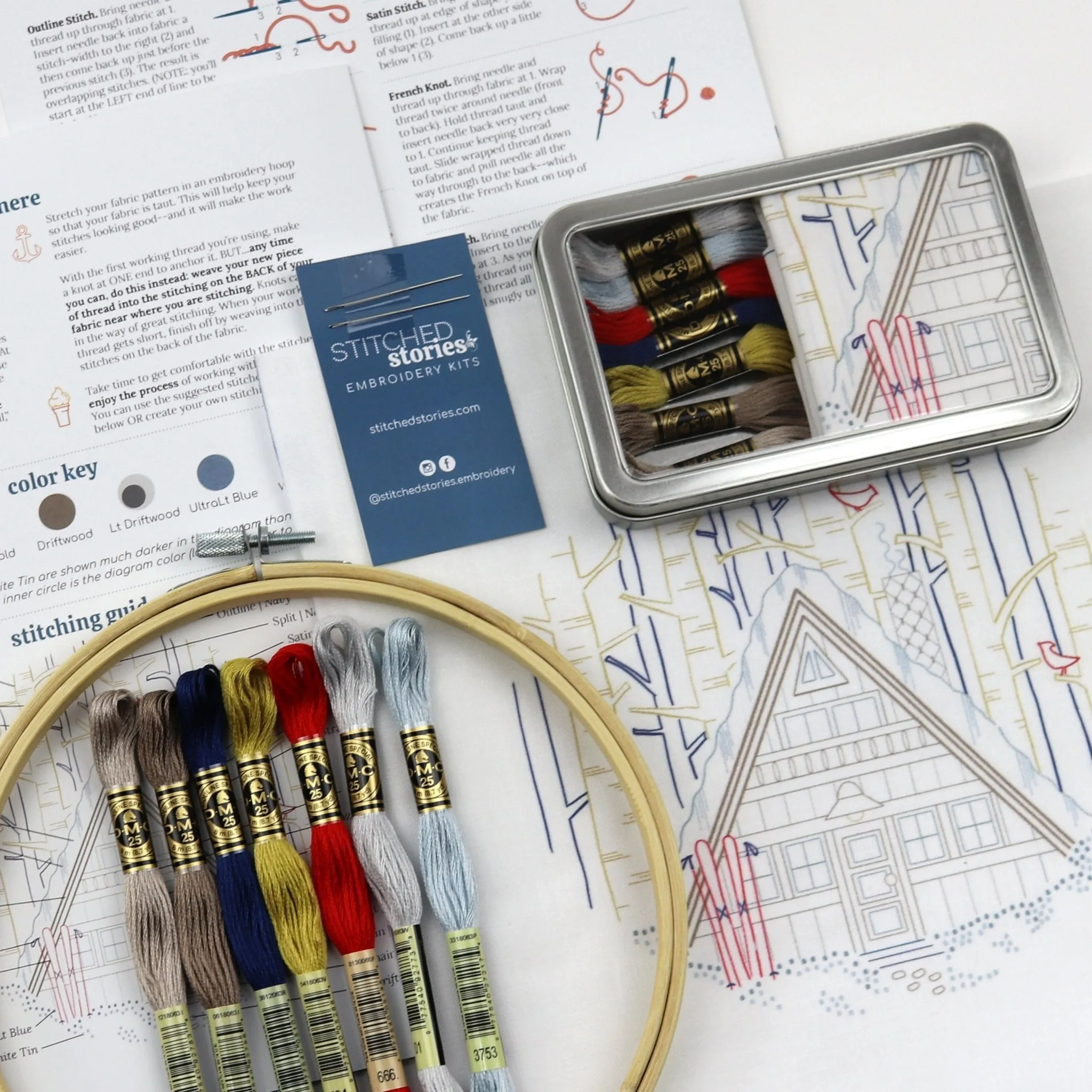 Winter Cabin Embroidery Kit
