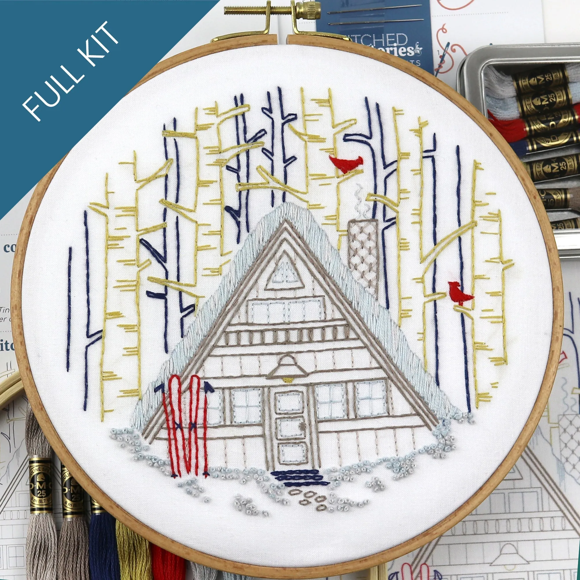 Winter Cabin Embroidery Kit