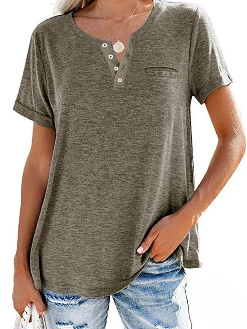 Women's Casual Henley T-Shirt | Soft & Breathable