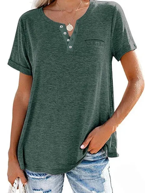 Women's Casual Henley T-Shirt | Soft & Breathable
