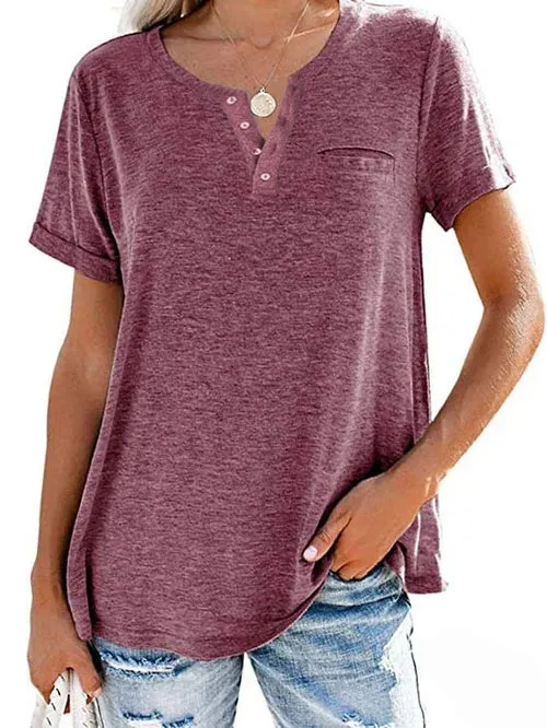 Women's Casual Henley T-Shirt | Soft & Breathable