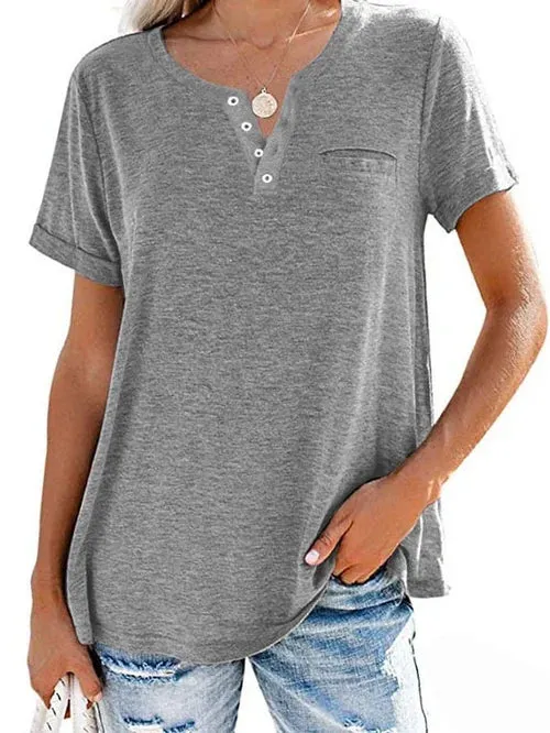 Women's Casual Henley T-Shirt | Soft & Breathable
