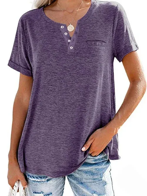 Women's Casual Henley T-Shirt | Soft & Breathable