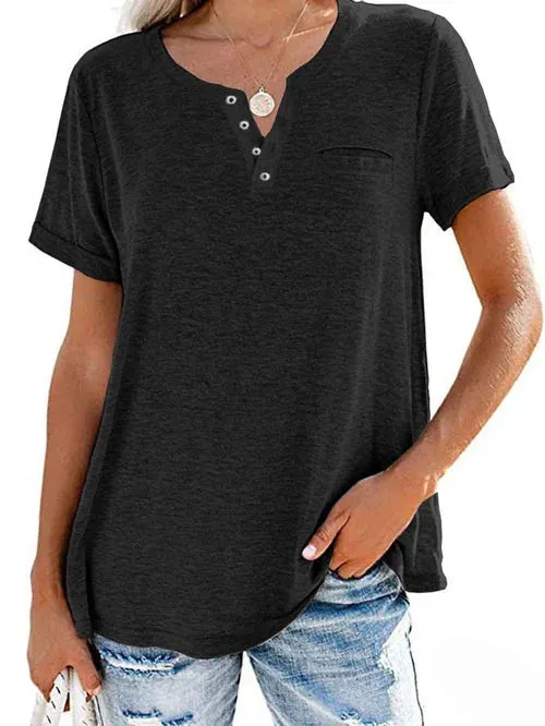 Women's Casual Henley T-Shirt | Soft & Breathable