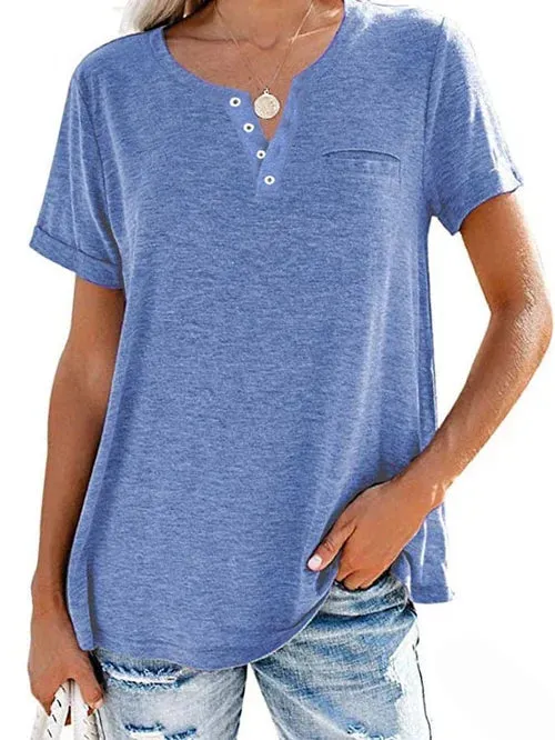 Women's Casual Henley T-Shirt | Soft & Breathable