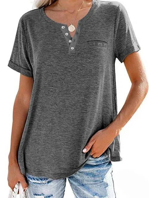 Women's Casual Henley T-Shirt | Soft & Breathable