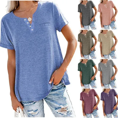 Women's Casual Henley T-Shirt | Soft & Breathable