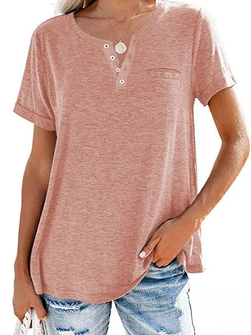 Women's Casual Henley T-Shirt | Soft & Breathable